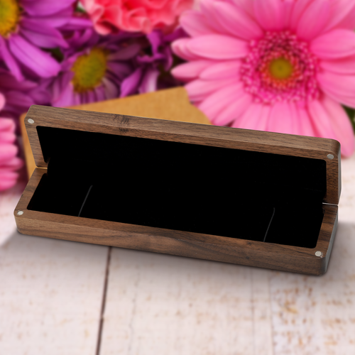 生辰花木质项链盒