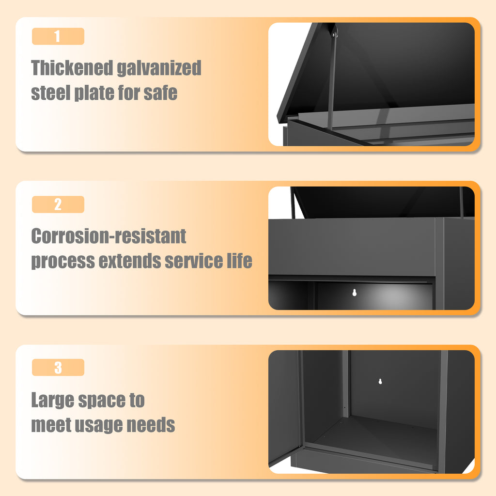 Package Delivery Boxes for Outside, Large Mailbox for Parcel 19.7”x16.1x”41.3”, Anti-Theft Parcel Mailbox with Coded Lock, Wall Mounted Waterproof Home Parcel Box for Porch Yard, Galvanized Steel