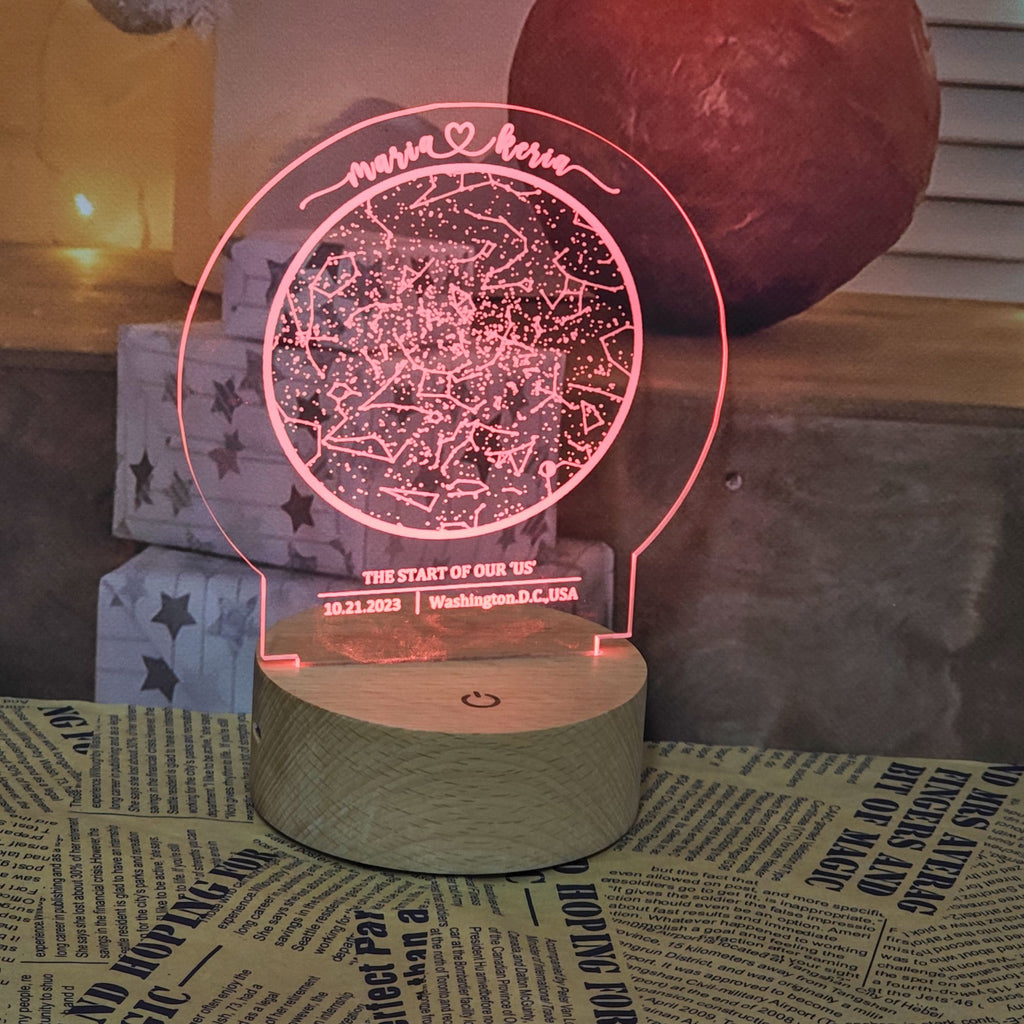 圆形定制星图亚克力灯