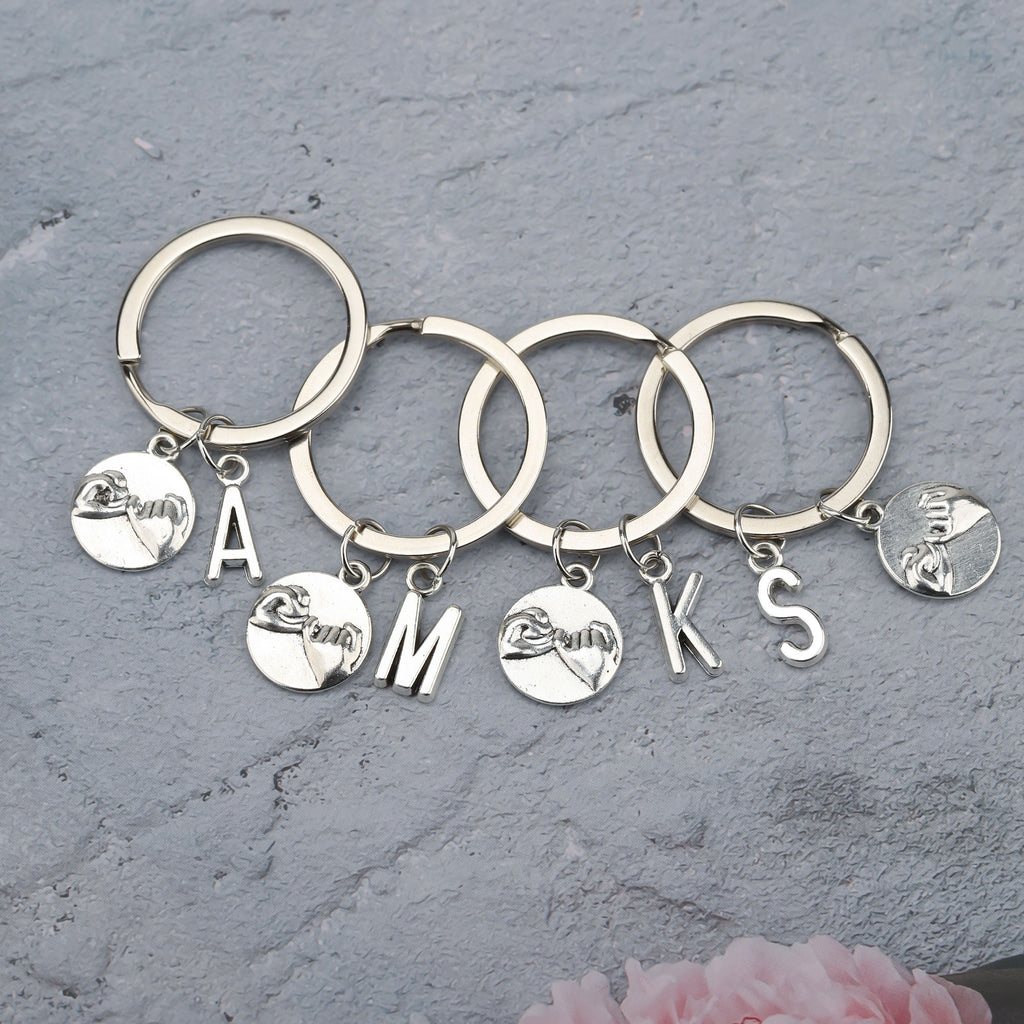 initials pinky promise keychain