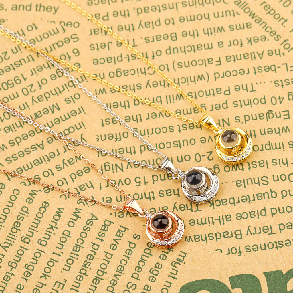 Diamond Double Circle Projection Necklace