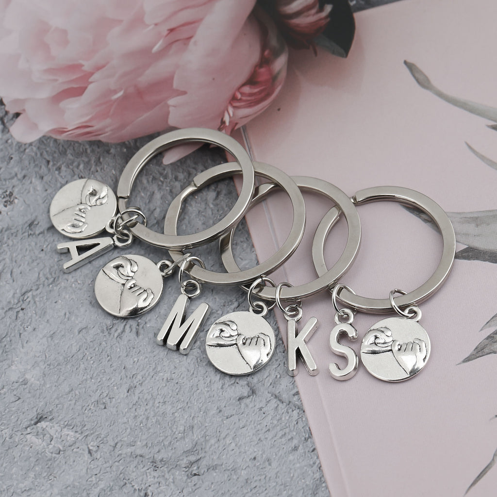 initials pinky promise keychain