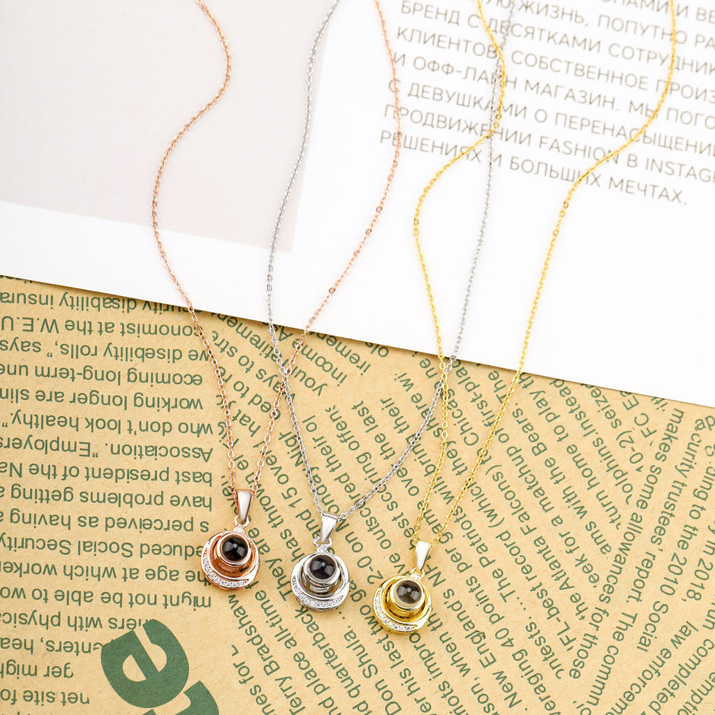Diamond Double Circle Projection Necklace