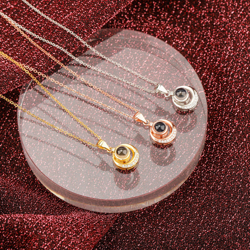 Diamond Double Circle Projection Necklace