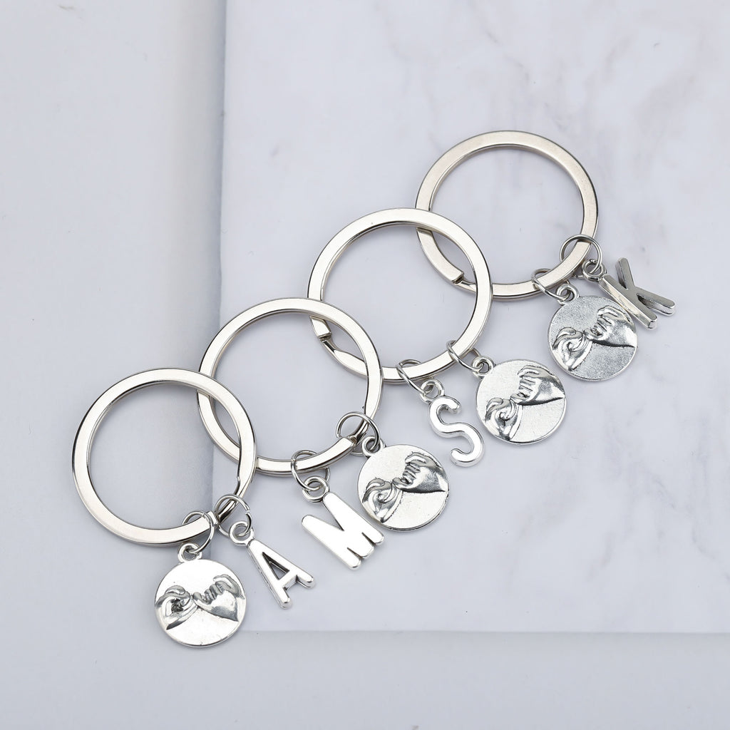initials pinky promise keychain