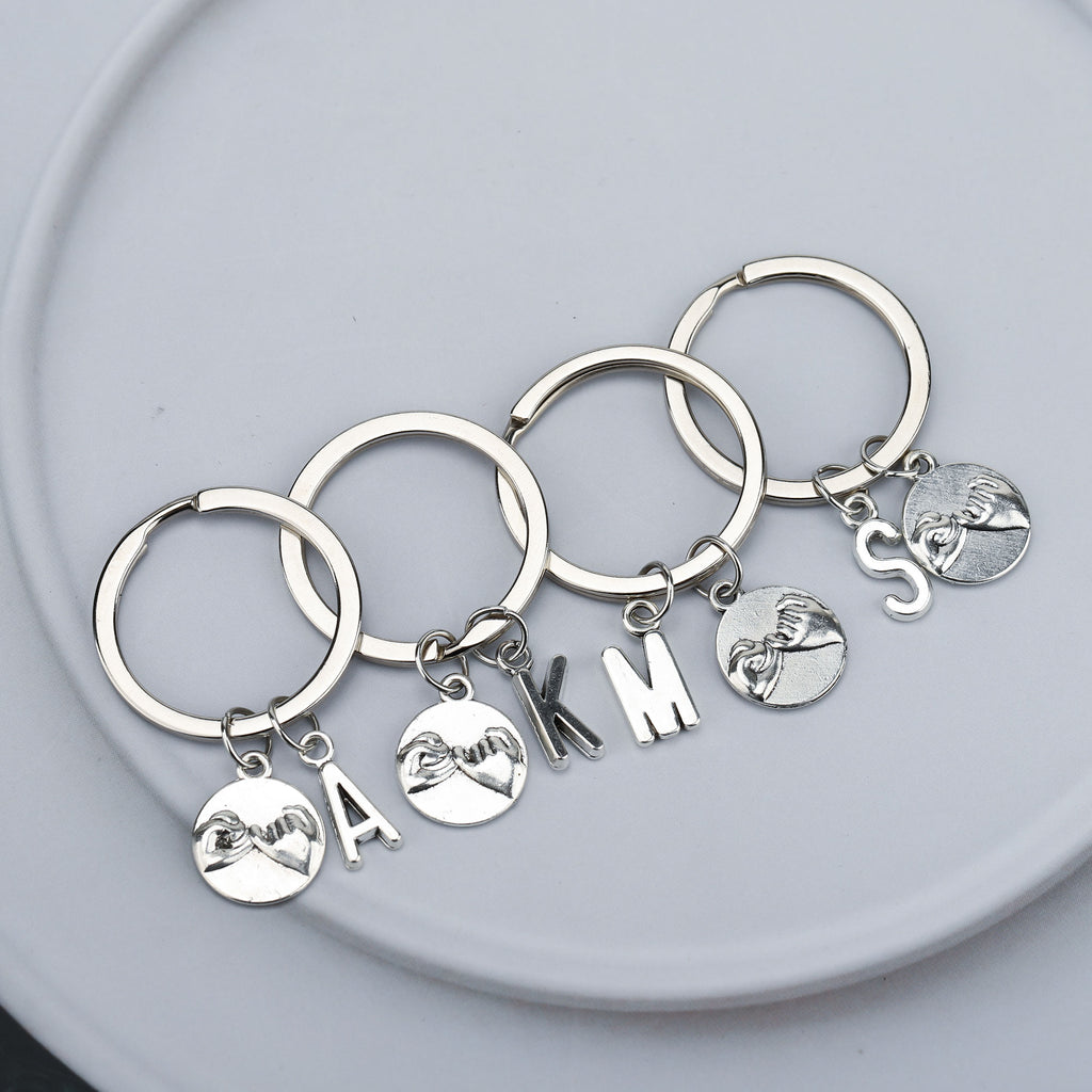initials pinky promise keychain