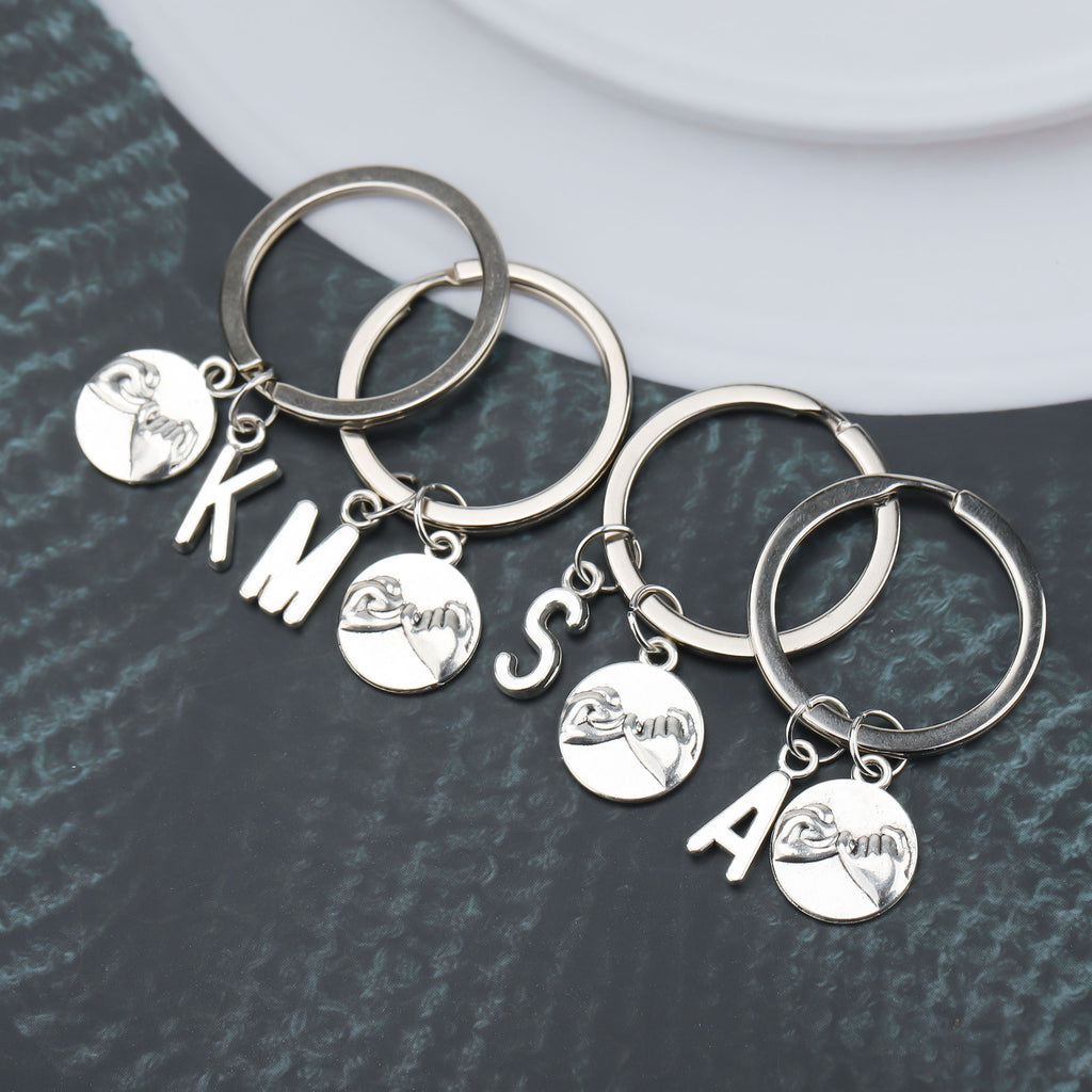 initials pinky promise keychain
