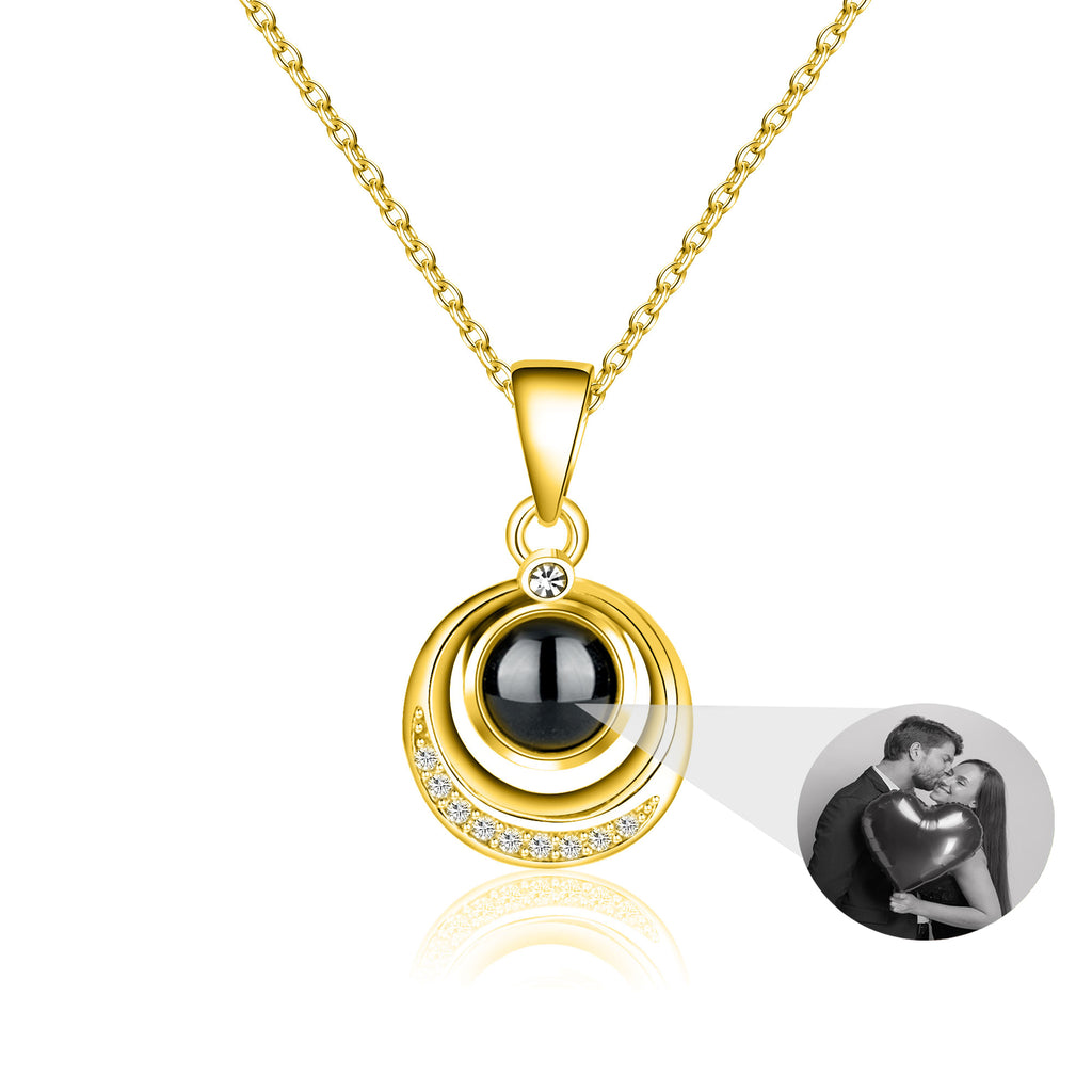 Diamond Double Circle Projection Necklace